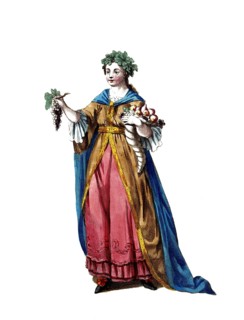 Historical clothing, fashion in the course of time, symbolic image for autumn, depicted by a woman