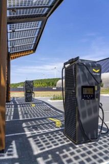Electric charging station on the site of the former Lohberg colliery in Dinslaken, operated by