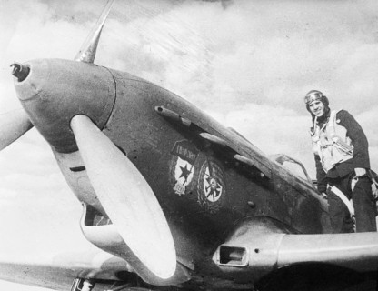 Pilot in a Soviet fighter plane. Southern Russia 1943