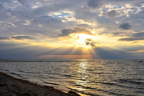 Sunset on the beach of Poel Island, Mecklenburg-Western Pomerania, Germany