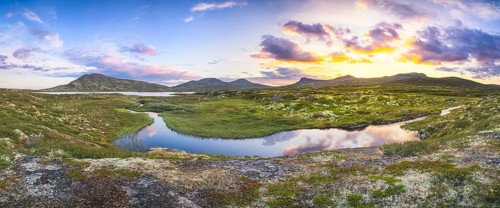 Evening mood at Muvatnet, Rondane National Park, Venabygdsfjell, Rondafjell, Enden, Ringebu,