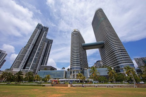 Colombo skyline, in front Galle Face Green, Colombo, Western Province, Sri Lanka