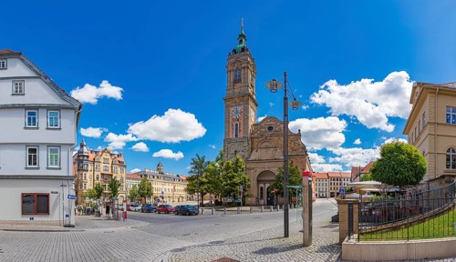 St George's Church on the market square in Eisenach, Thuringia, Germany