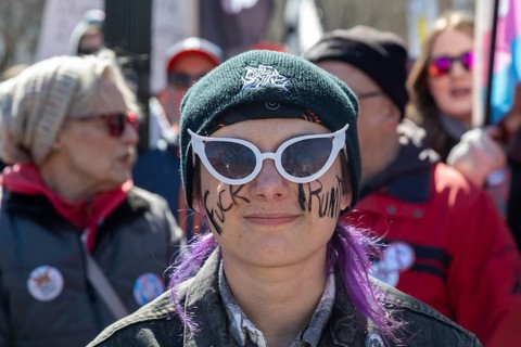 Detroit, Michigan USA - 28 March 2026 - People gathered at more than 100 'No Kings' rallies across