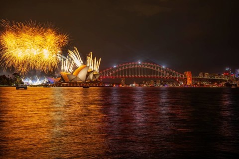 Sydney 2021 Australia Day fireworks in the harbor