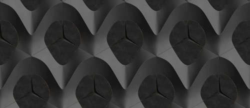 3D background of black with pink dots in the form of hexagon tiles volumetric shape of leather.
