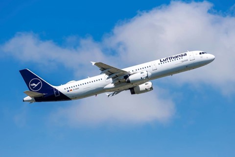 A Lufthansa Airbus A321 aircraft with the registration D-AISV at the airport in Frankfurt, Germany