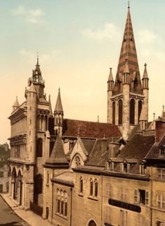 Notre-Dame de Dijon, Gothic church in Dijon, Burgundy, France, c. 1890, Historic, digitally