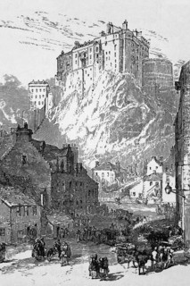 The Grassmarket with a view of the castle, Edinburgh, around 1870, Scotland, digital reproduction