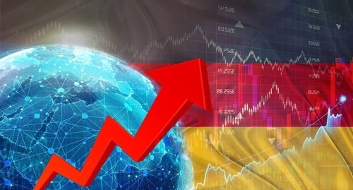 Global financial growth with Germany flag. Financial growth with Germany flag on economic
