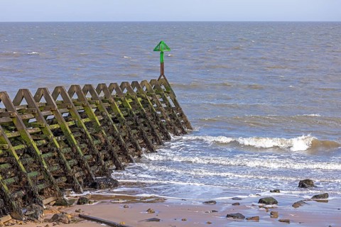 Breakwater, sea, The Naze Nature Reserve, Walton-on-the-Naze, England, Great Britain