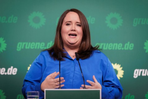 Ricarda Lang, Federal Chairwoman of Bündnis 90/Die Grünen, recorded during a press conference in