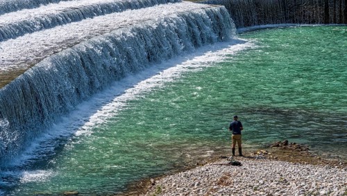 Kibling dam on the Saalach, Bad Reichenhall, Bavaria, Germany