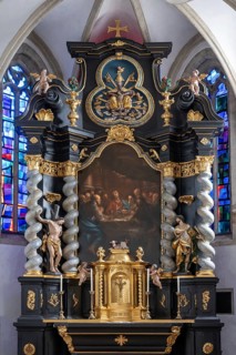 Baroque high altar 1671, with altarpiece by Kremser Schmidt, St Nikolaus, Mauthausen, Austria