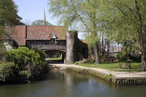 Pulls Ferry Norwich England. Pulls Ferry is located on the River Wensum and is one of the most