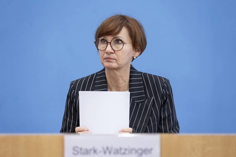 Bettina Stark-Watzinger (FDP), Federal Minister of Education and Research, at a press conference on