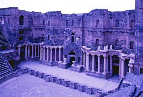 Amphitheatre, citadel, Bosra, Dar'a, Syria, 1987, vintage, retro, old, historical