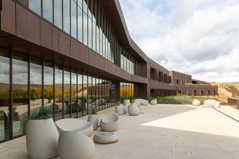 Modern architecture of new Parador de Molina de Aragón, Guadalajara province, Castile-La Mancha,