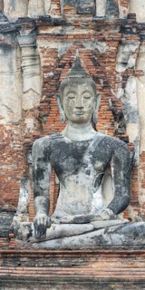 Buddha statue, Bhumispara mudra, Buddha Gautama at the moment of enlightenment, Wat Mahathat temple