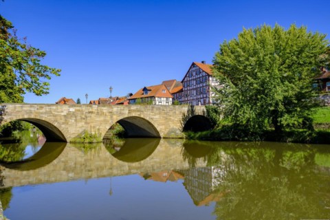 Bridge, on the Werra, Allendorf district, Bad Sooden-Allendorf, Werratal, Werra-Meißner district,