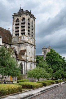 Detailed view, bell tower of Saint Nizier church in the old town of Troyes, Aube department, Grand