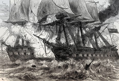 Battle of Boston Harbor on 1 June 1813 between HMS Shannon and of USS Chesapeake, War of 1812, From