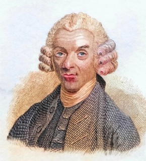 William Hunter, 1718 to 1783, Scottish anatomist and physician, coloured woodcut from Crabbe's