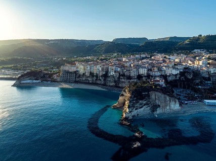Tropea from a drone, Tyrrhenian Sea, Calabria, Italy