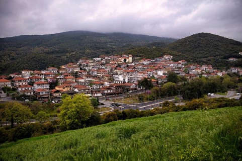 View from Platamon Castle to the town of Platamonas, Macedonia, Greece