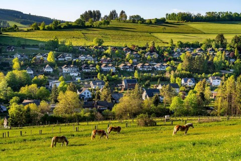 Sauerland landscape near Wemlighausen, district of Bad Berleburg, in the Siegen-Wittgenstein