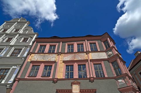 Old council pharmacy, Renaissance building with two sundials by Zacharias Scultetus, 16th century,