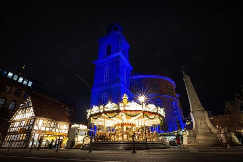 St Paul's Church in Frankfurt am Main will be illuminated in blue in the middle of the Christmas