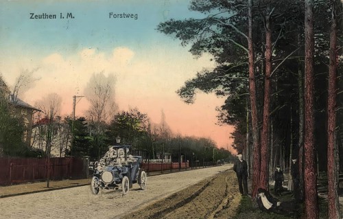 Historical postcard, picture postcard, Forststraße in Zeuthen i.M., Brandenburg, Germany, digitally
