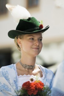 Traditional traditional costume parade, Garmisch-Partenkirchen, Werdenfelser Land, Upper Bavaria,