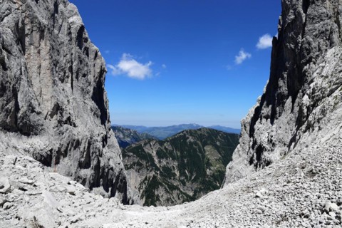 Travelling in the Wilder Kaiser on the Eggersteig to Ellmauer Tor (Tyrol)
