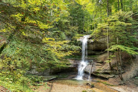 The Hasenreuter waterfall in Scheidegg, Allgäu, Bavaria, Germany