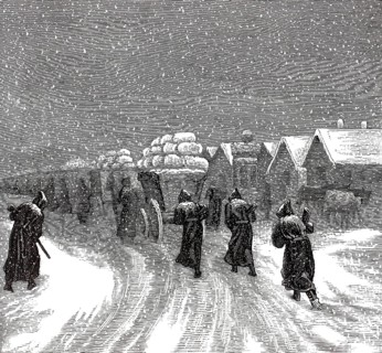 Winter, convoy of provisions arriving in Kischeneff, Chisinau, around 1870, Republic of Moldova,