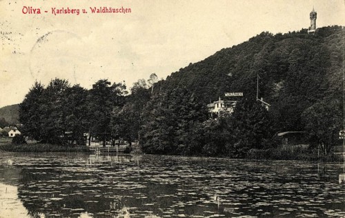 Historical view of Karlsberg and the forest house in the Freudenthal valley in Danzig-Oliva,