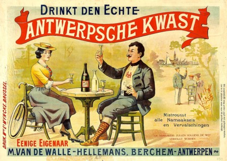 Advertising poster, beverage advertisement, advertising poster from Antwerpsche Kwast shows a