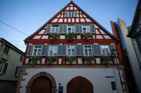 Old Dean's Office, half-timbered house, market square, evening atmosphere, Waiblingen,
