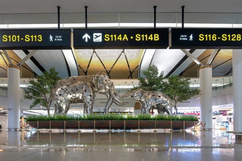 Suvarnabhumi airport tin elephants, Bangkok, Thailand
