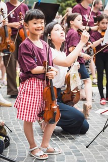 Seven-year-old Chizuru Kujime will be performing with a ‘Symphonic Mob' organised by the German