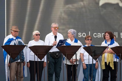 OSWIECIM, POLAND - MAY 6, 2024: March of the Living on the site of the former Auschwitz Birkenau