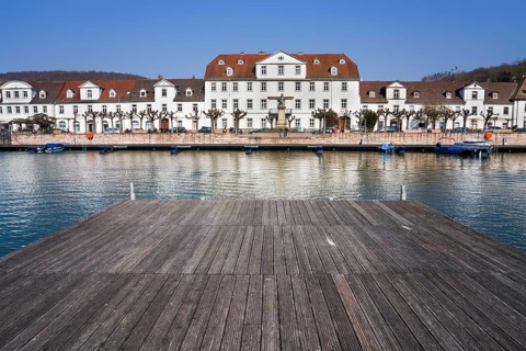 The new port of Bad Karlshafen, Weserbergland, Hesse, Germany