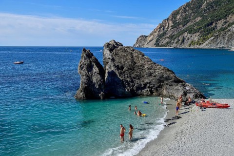 Monterosso Beach, Spiaggia di Fegina, Cinque Terre, Province of La Spezia, Liguria, Italy