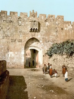 The St. Stephen's Gate, Jerusalem, Holy Land, Israel, c. 1890, Historic, digitally restored