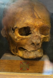 Head of Archbishop Simon Sudbury beheaded 1381, church of Saint Gregory, Sudbury, Suffolk, England,