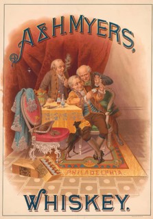 Advertising poster, beverage advertisement, advertising poster for A & H. Meyers, whiskey from