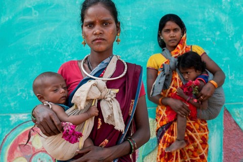 Young women from the Baïga tribe in Chhattisgarh India