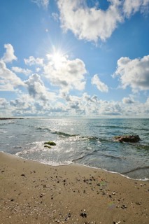 Landscape of clouds flying over the sea, Camargue, France